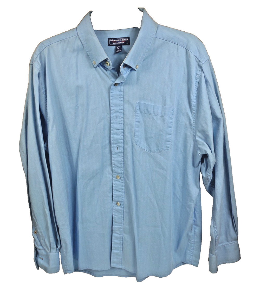 Alexander Julian Collection Mens Long Sleeve Button Down Blue XL Pocket Pointed